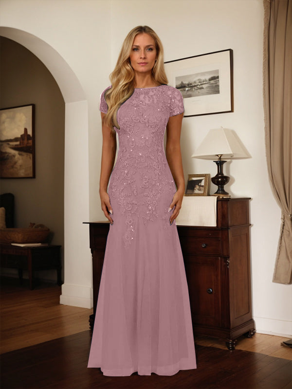 Dark Navy Mermaid Scoop Sequins Tulle Dress