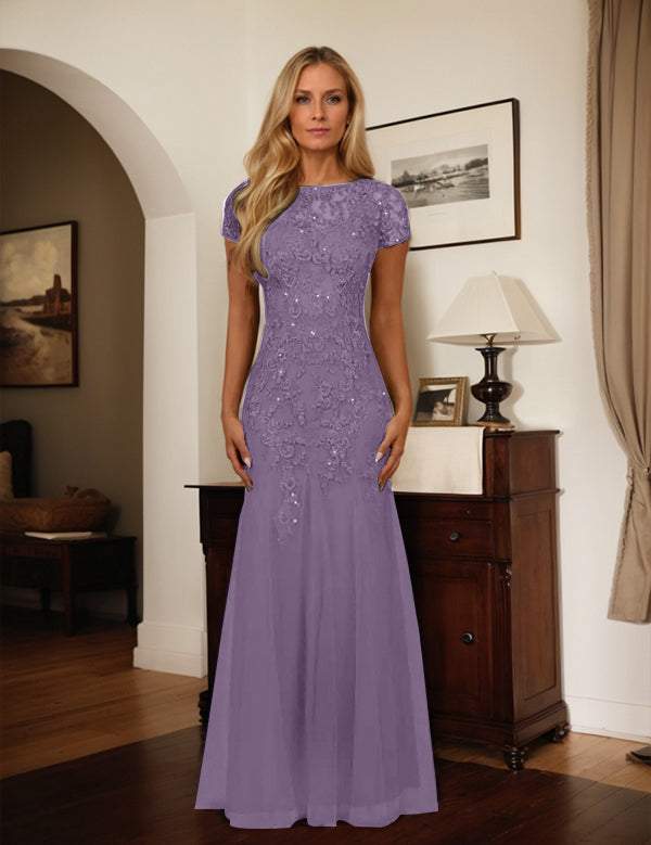 Dark Navy Mermaid Scoop Sequins Tulle Dress