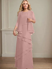 Robe fourreau en mousseline de soie pour mère de la mariée, longueur au sol 