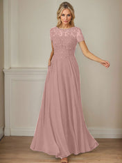 Dark Navy A-Line Boatneck Sequins Chiffon Dress