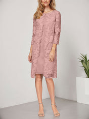 A-line Scoop Knee-Length Chiffon Lace Mother of the Bride Dress With Jacket