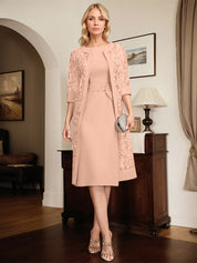 Sheath/Column Scoop Knee-Length Chiffon Mother of the Bride Dress With Pleated Sequins