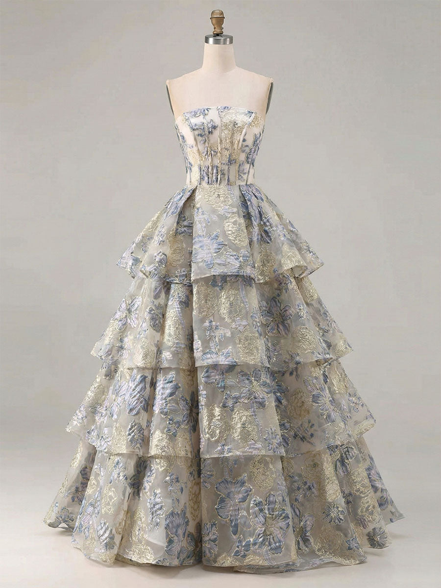DustyBlueFloralBrocadeStraplessTieredLongPromDress_1.jpg