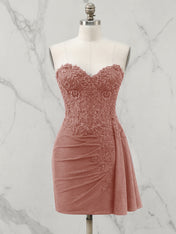 Strapless Sweetheart Draped Mini Homecoming Dress