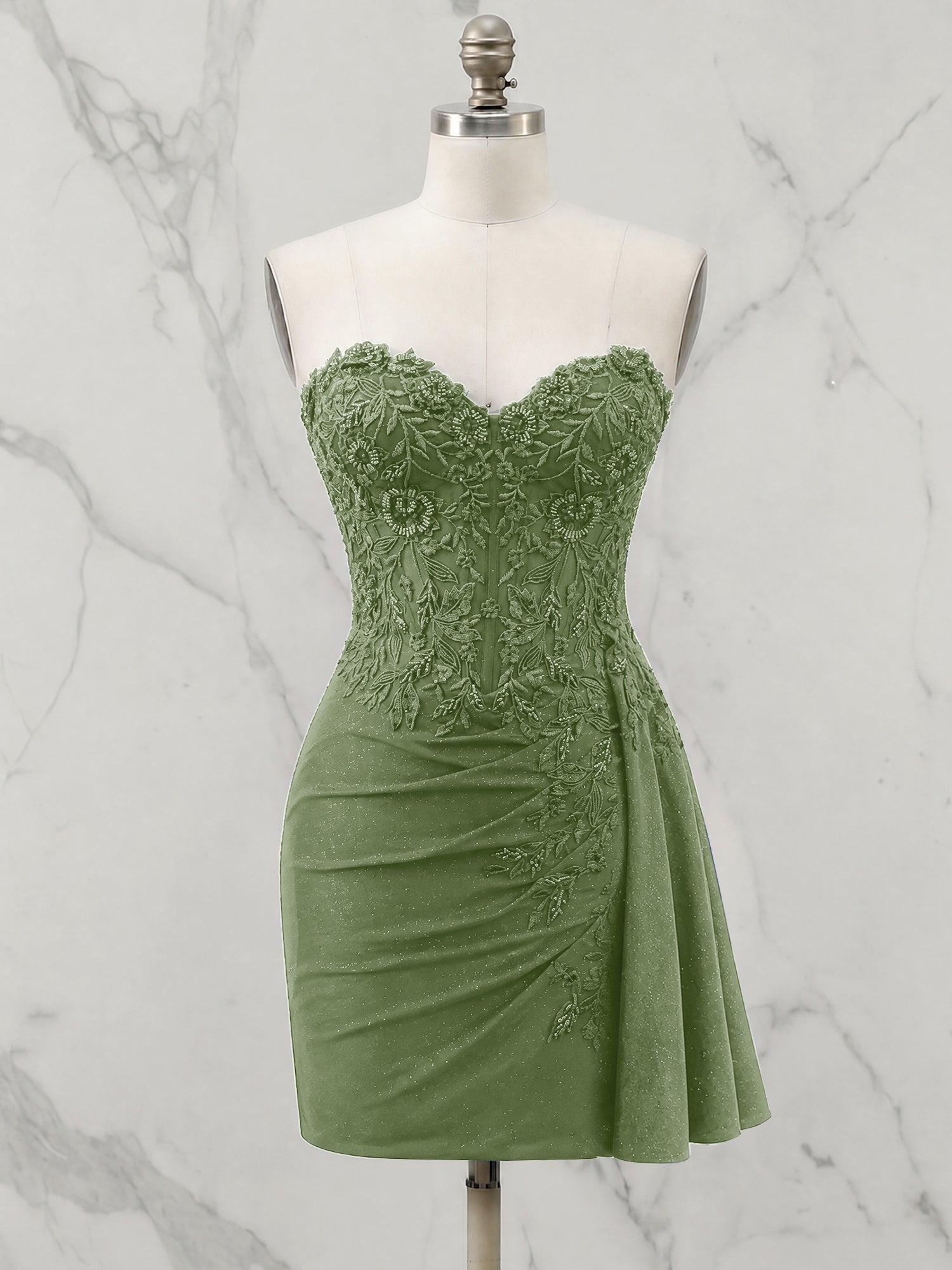 Strapless Sweetheart Draped Mini Homecoming Dress