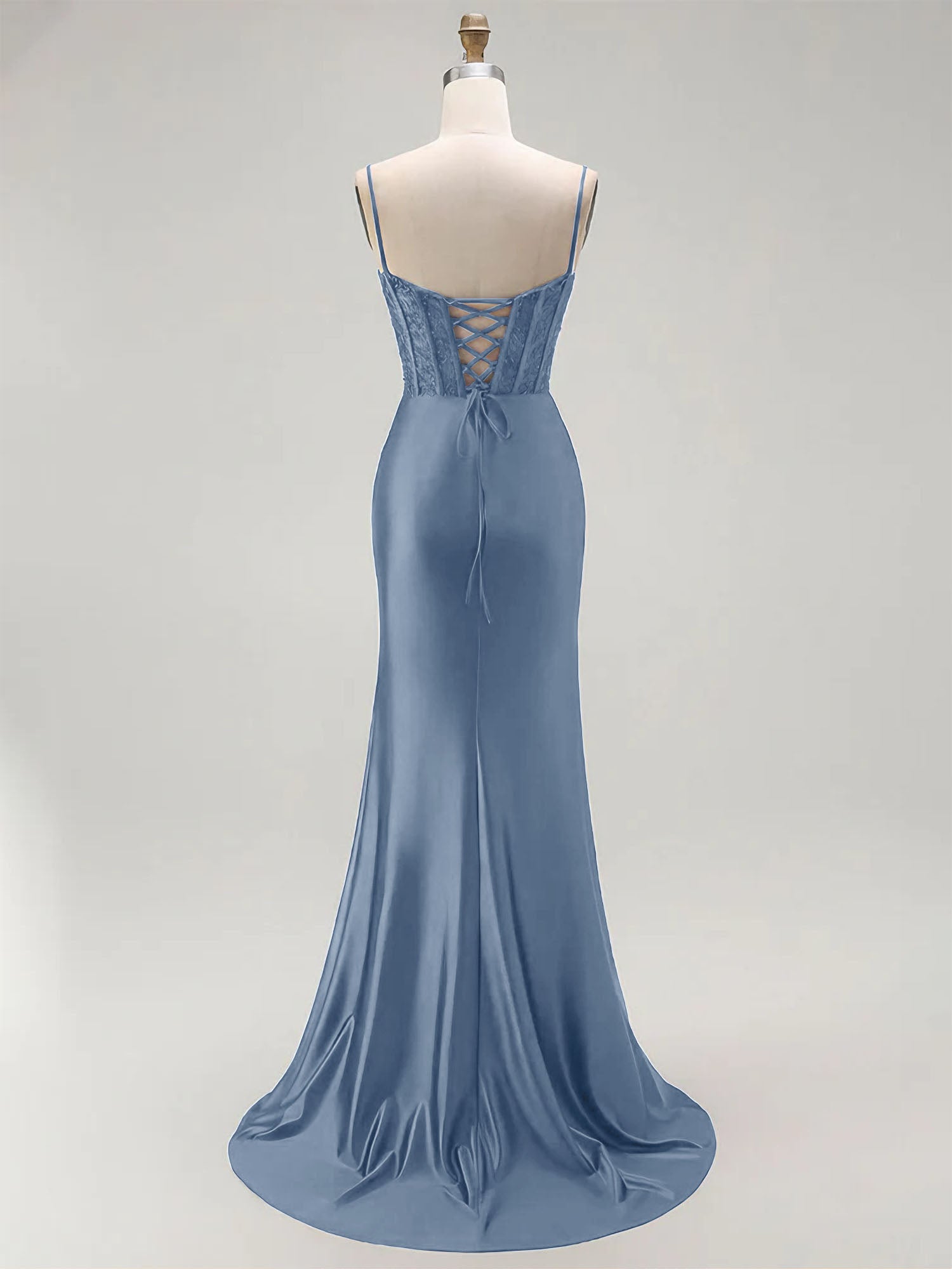 Sparkly Satin Mermaid Long Corset Prom Dress with Beading