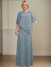 Sheath/Column Scoop Floor-Length Chiffon Lace Mother of the Bride Dress With Sequins Beading