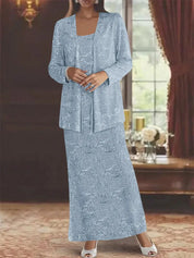 Robes de mère de la mariée en mousseline avec paillettes et veste 