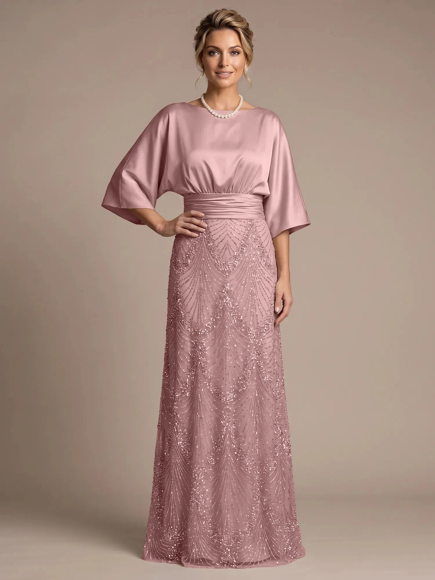 4 Batwing Sleeves Mother of The Bride Dresses