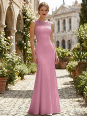 Pure White Sequin Neckline Sleeveless Mermaid Maxi Dress Gown