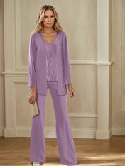 Chiffon Mother of the Bride Pantsuits with Jacket