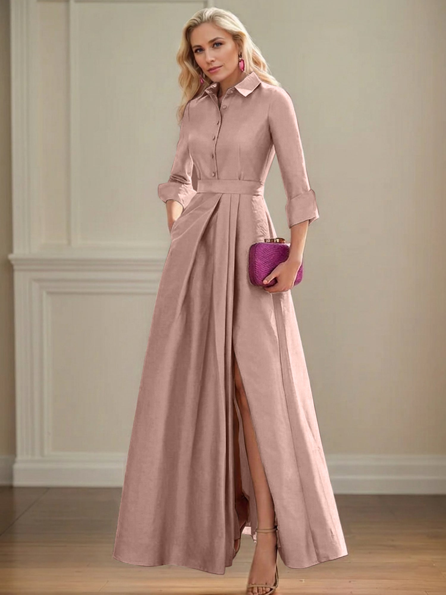 4 Sleeves Floor Length Mother of the Bride Dresses