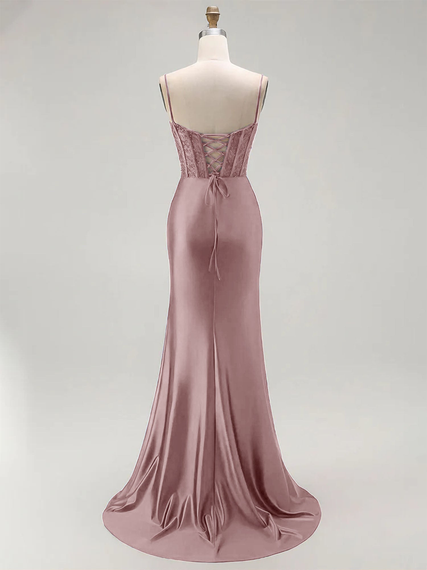 Sparkly Satin Mermaid Long Corset Prom Dress with Beading
