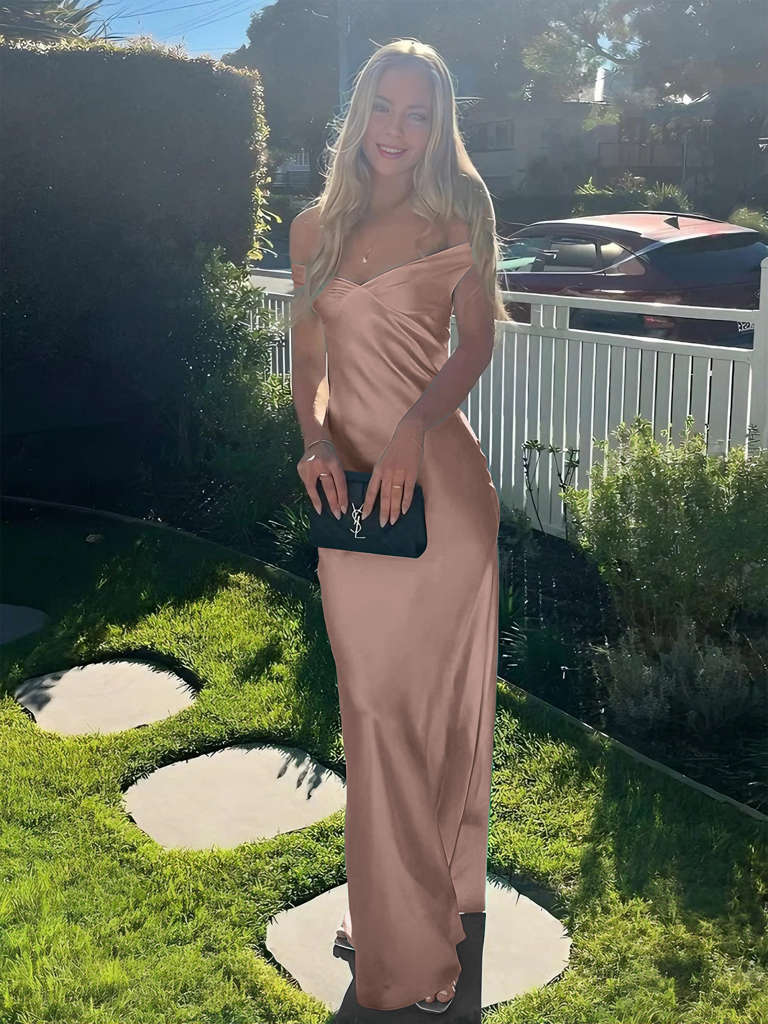 Aqua Mermaid Off The Shoulder Sheath Satin Long Prom Dress