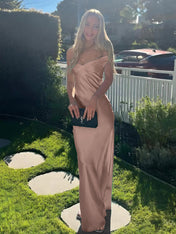 Aqua Mermaid Off The Shoulder Sheath Satin Long Prom Dress