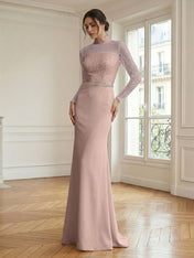 Formal Dress White Sheath Illusion Neck Beaded Chiffon Maxi Dress