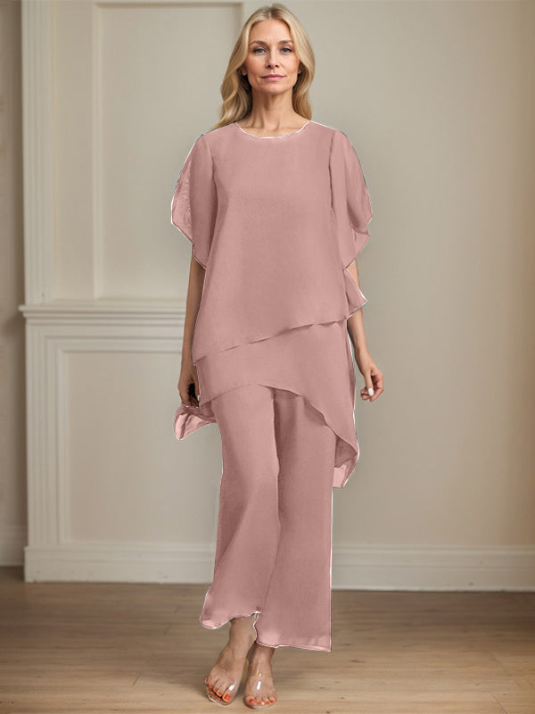Pantsuit Scoop Ankle-Length Chiffon Mother of the Bride Dress