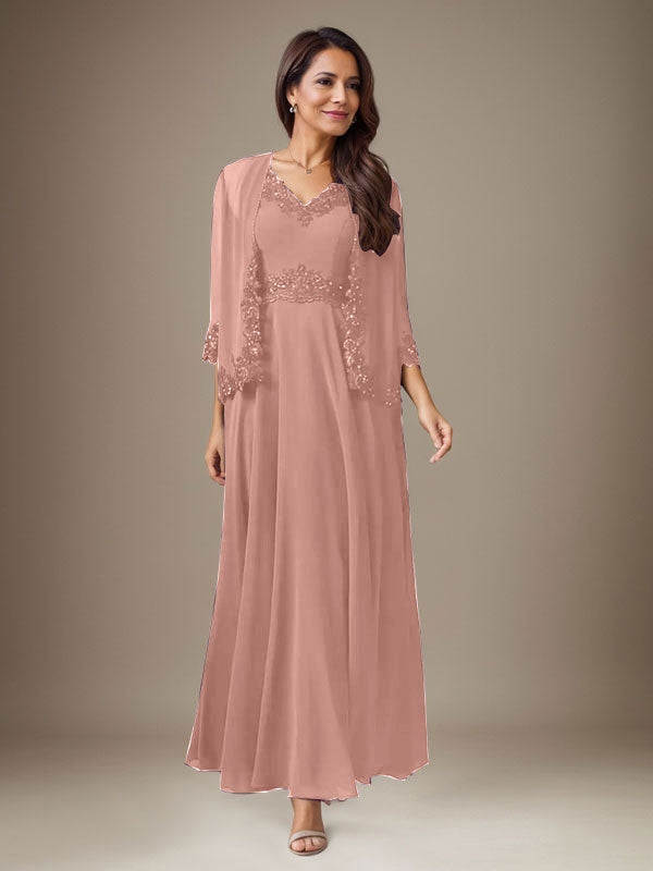 Plum A-Line Sequins Chiffon Dress