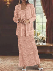 Robes de mère de la mariée en mousseline avec paillettes et veste 
