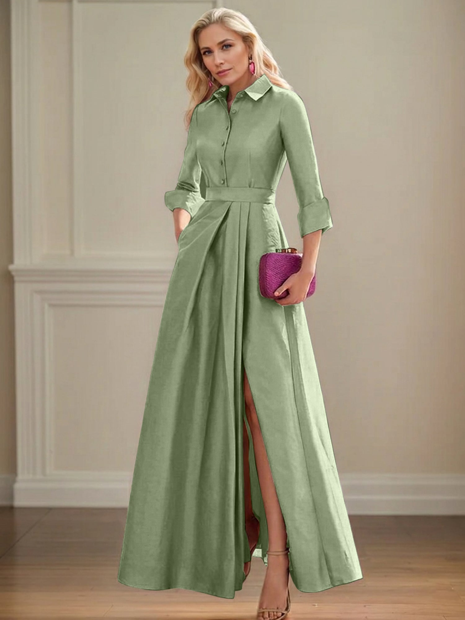 4 Sleeves Floor Length Mother of the Bride Dresses