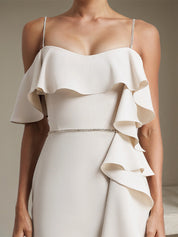 Party Dress White Sleeveless Off the Shoulder Asymmetrical High Slit Dress
