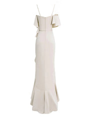 Party Dress White Sleeveless Off the Shoulder Asymmetrical High Slit Dress