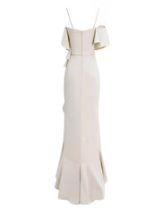 Party Dress White Sleeveless Off the Shoulder Asymmetrical High Slit Dress