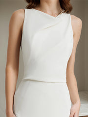 Evening Dress White Off the Shoulder Sleeveless Floor-Length Dress