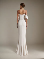 Party Dress White Sleeveless Off the Shoulder Asymmetrical High Slit Dress