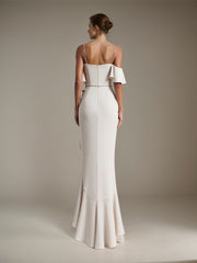 Party Dress White Sleeveless Off the Shoulder Asymmetrical High Slit Dress