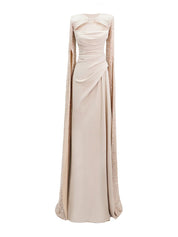 Evening Dress Chiffon Round Neck Sequins Ruffles Floor-Length Dress