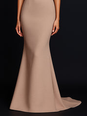 Elegant One Shouder Mermaid Ruched Long Satin Formal Dress