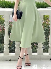 Elegant Green Spaghetti Straps Pleated Party Dress