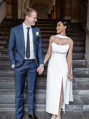 Elegant White Strapless Pleated Maxi Dress With Slit