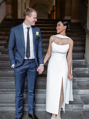 Elegant White Strapless Pleated Maxi Dress With Slit