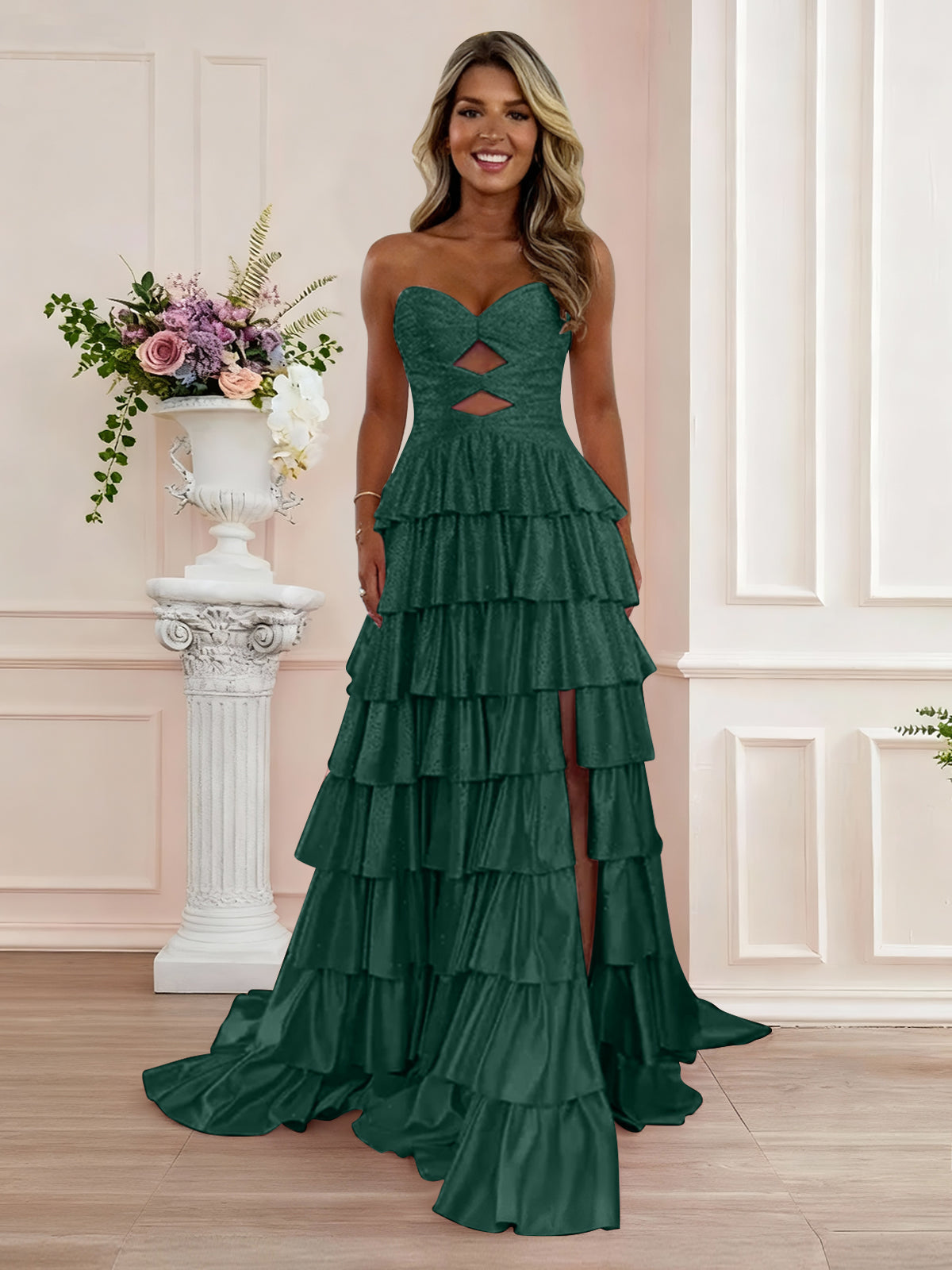 Dreamylily Prom Dress with Keyhole A Line Strapless Sweetheart Satin Long Ball Gown Dreamylily Prom Dress with Keyhole A Line Strapless Sweetheart Satin Long Ball Gown