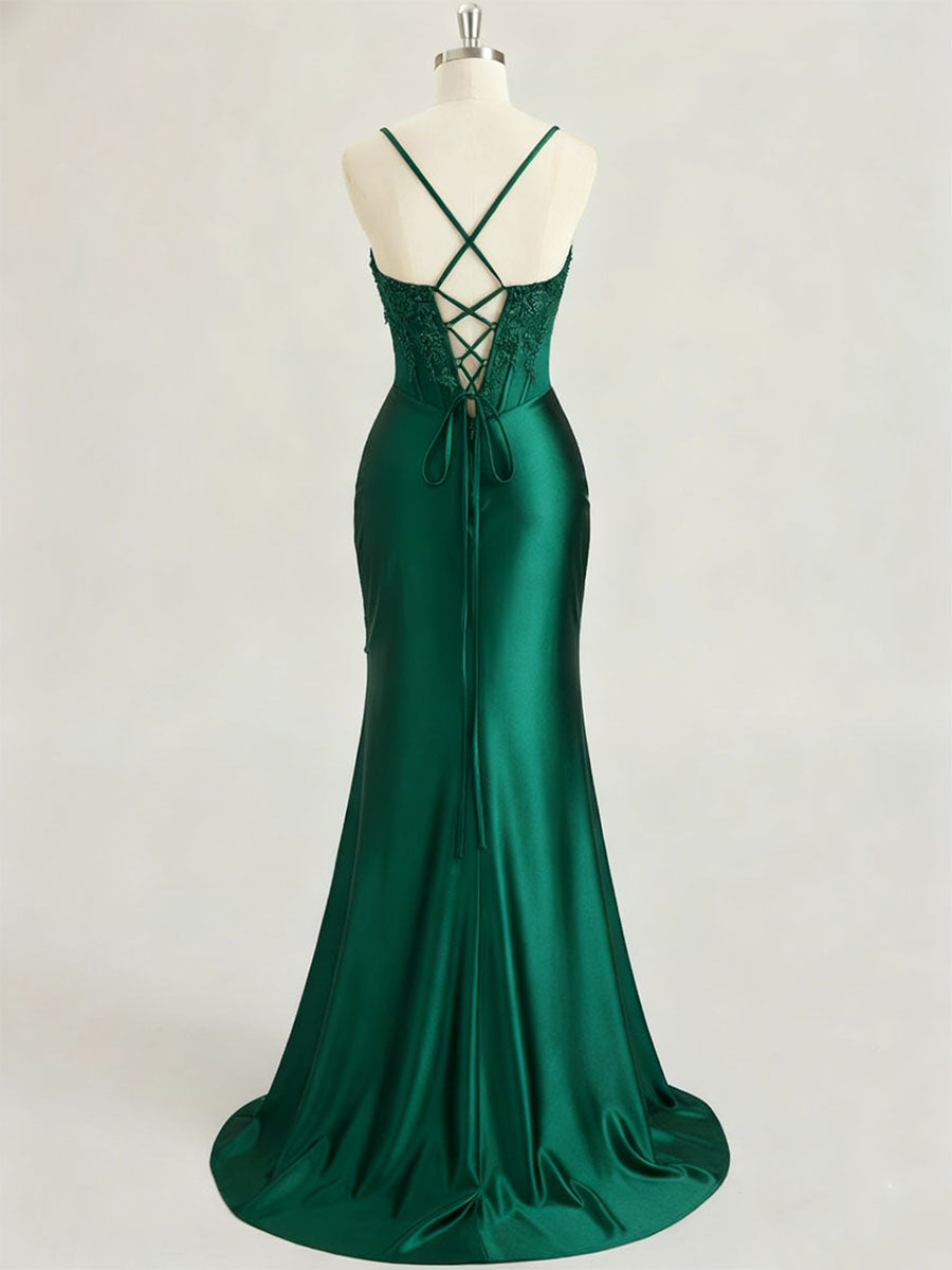 EmeraldGreenRuchedWaistSatinCorsetPromDresswithSheerLaceSidePanel_6.jpg