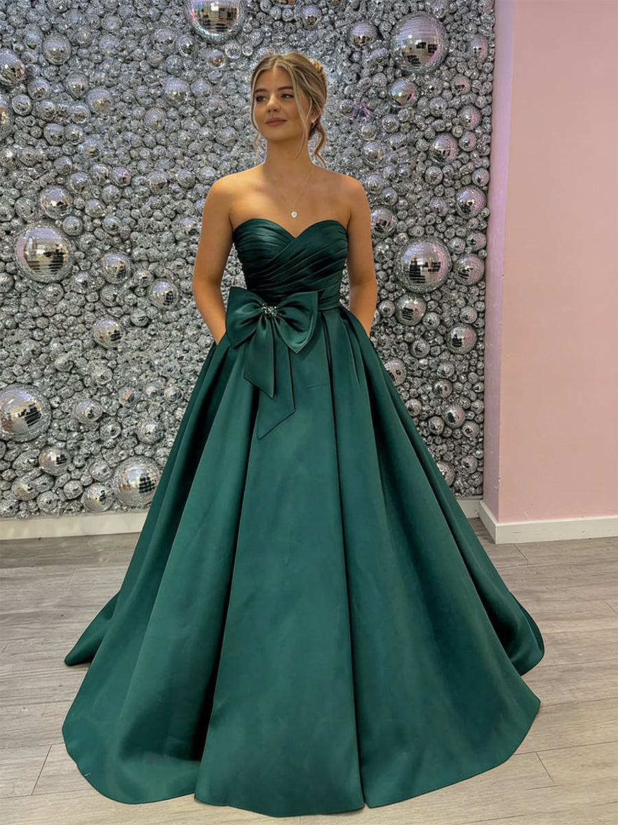 EmeraldGreenStraplessSatinPromDresswithStatementBow.jpg