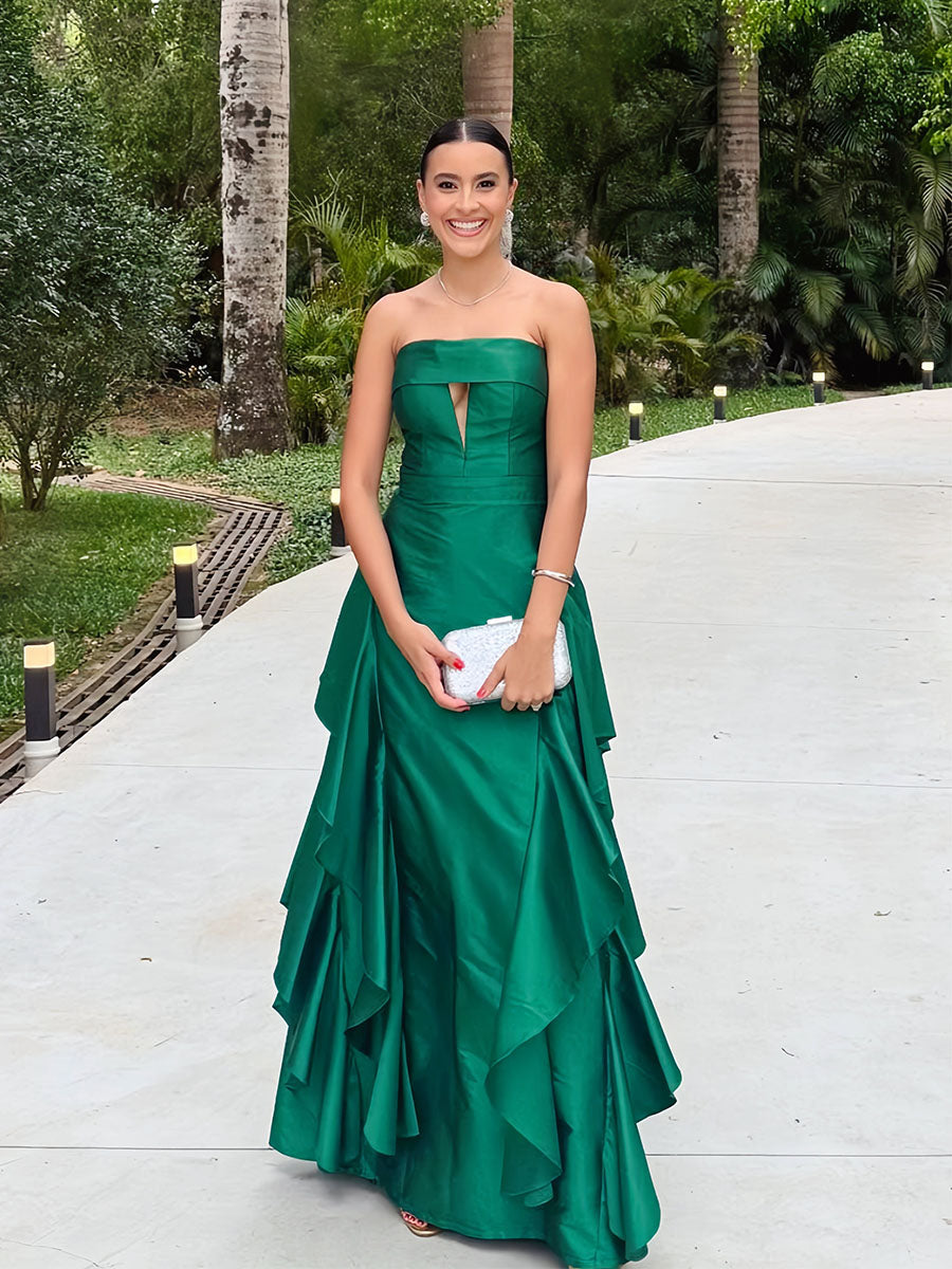 EmeraldGreenStraplessTieredRuffleSatinPromDresswithKeyholeCutout_1.jpg