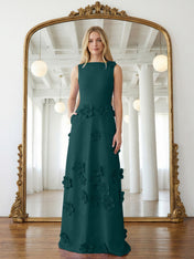 Lavender Boat Neck Formal Gown with Cascading 3D Flowers