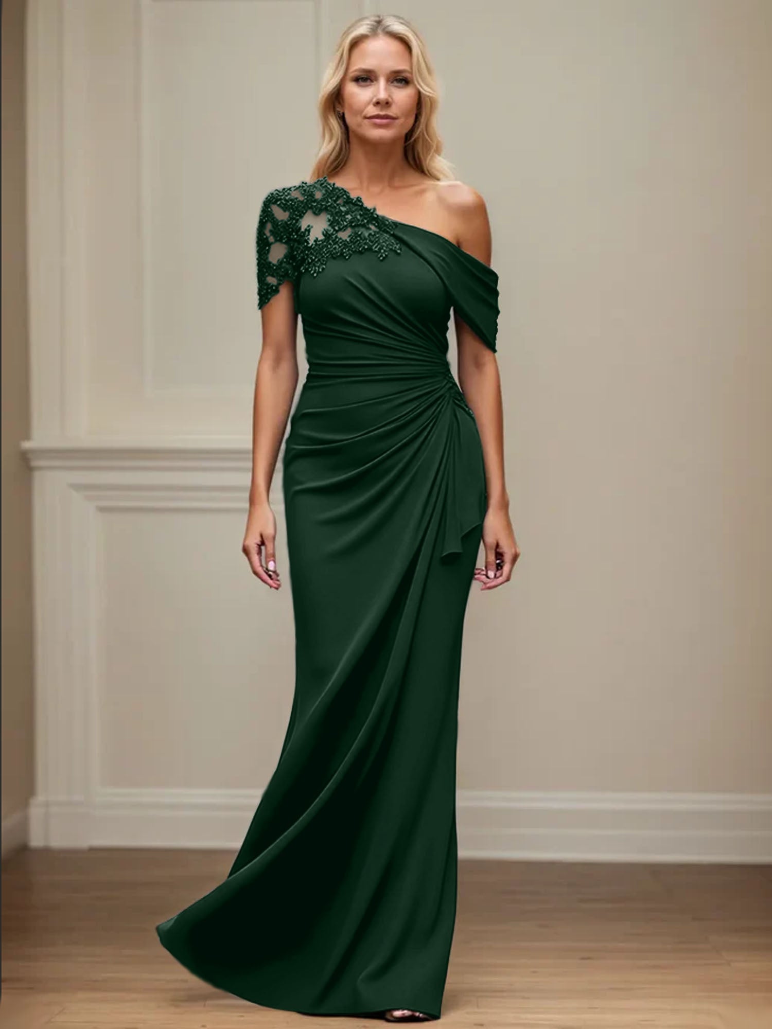 Trumpet/Mermaid Asymmetrical Mother of the Bride Dress with Appliques