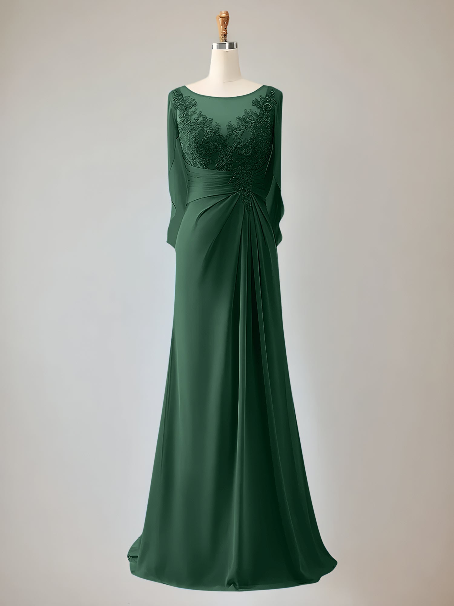 2 Sleeve Chiffon Mother of the Bride Dress With Beadings