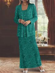 Robes de mère de la mariée en mousseline avec paillettes et veste 