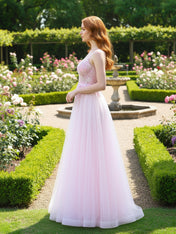 Enchanting Tulle A-Line Prom Dress with Floral Embroidered Bodice