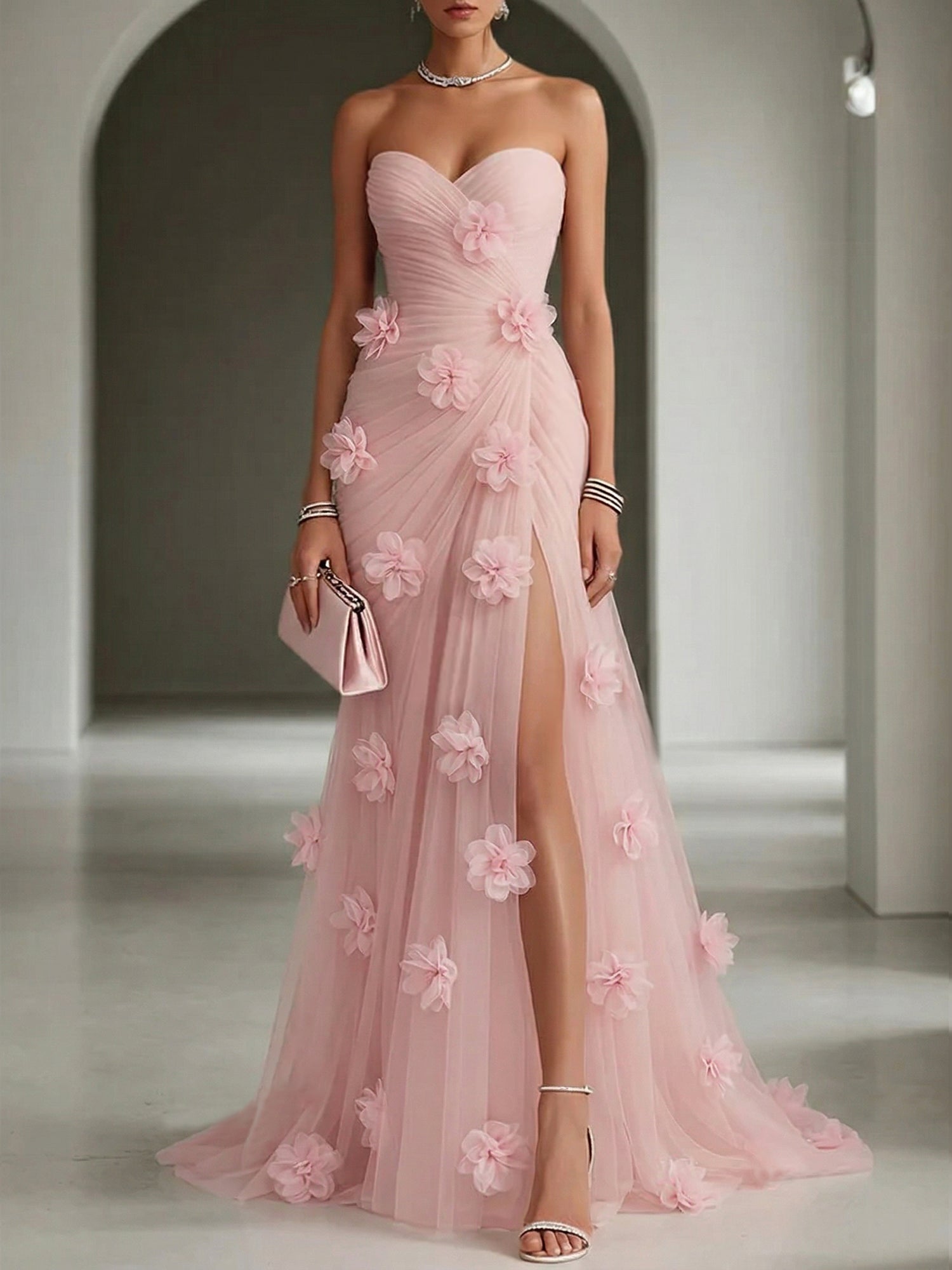 EtherealBlushSlit3DFloralStraplessTulleGownDress_2.jpg