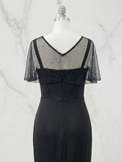 Evening Formal Dress Black Mermaid Illusion Neck Maxi Dress Gown