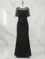 Evening Formal Dress Black Mermaid Illusion Neck Maxi Dress Gown
