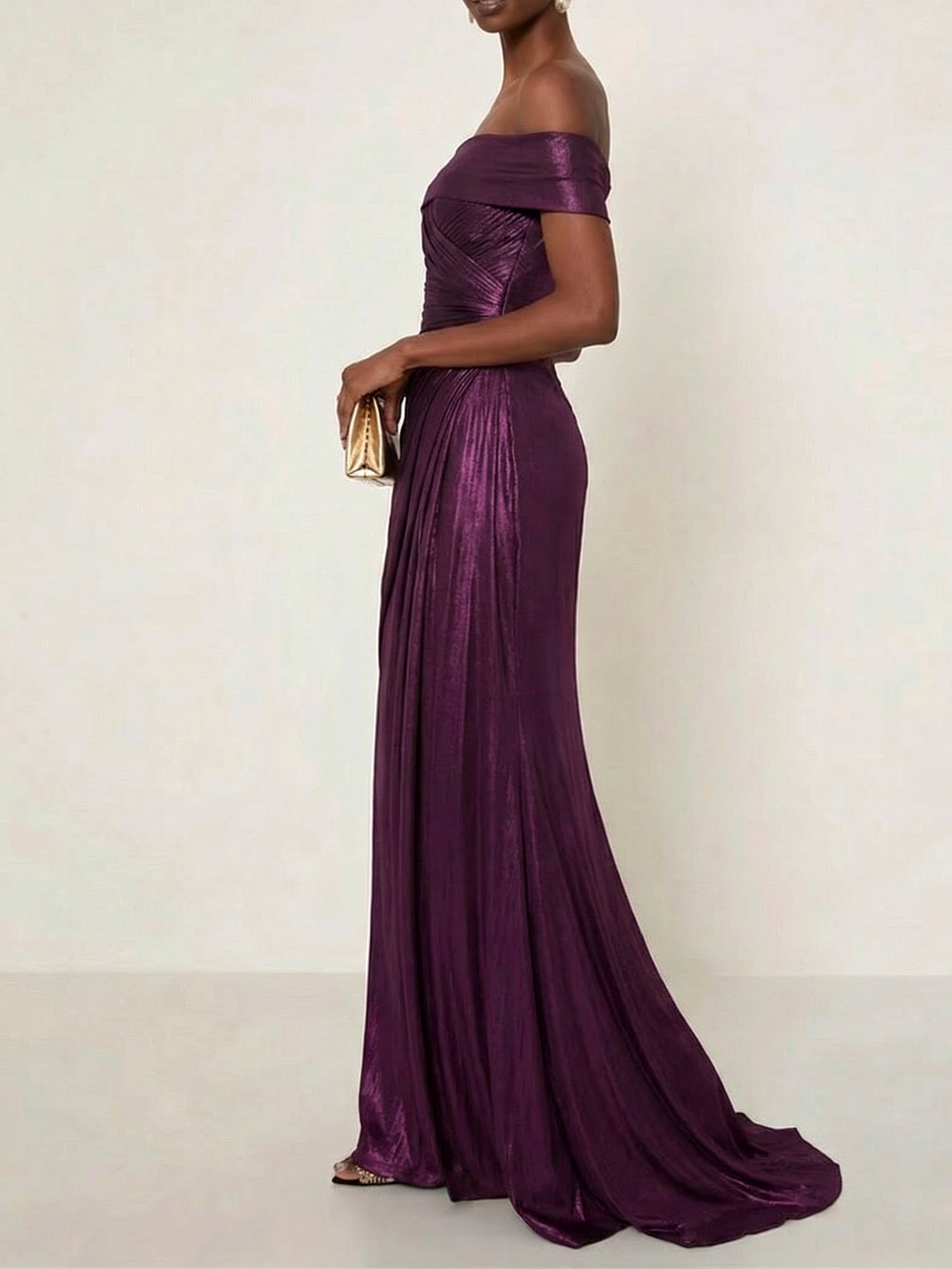 Evening Formal Dress Off the Shoulder Silver Silk Ruffles Strapless Maxi Dress