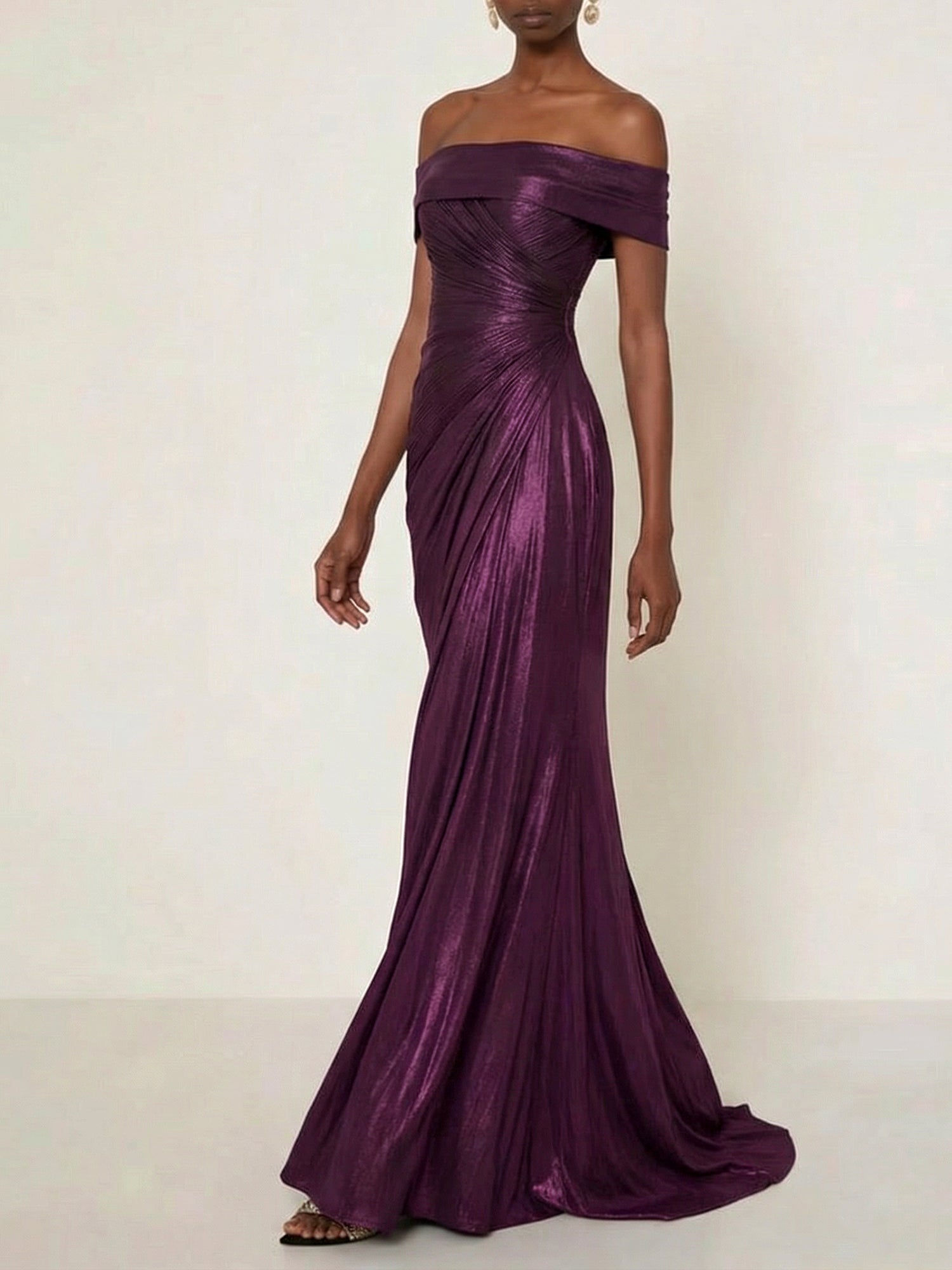 Evening Formal Dress Off the Shoulder Silver Silk Ruffles Strapless Maxi Dress