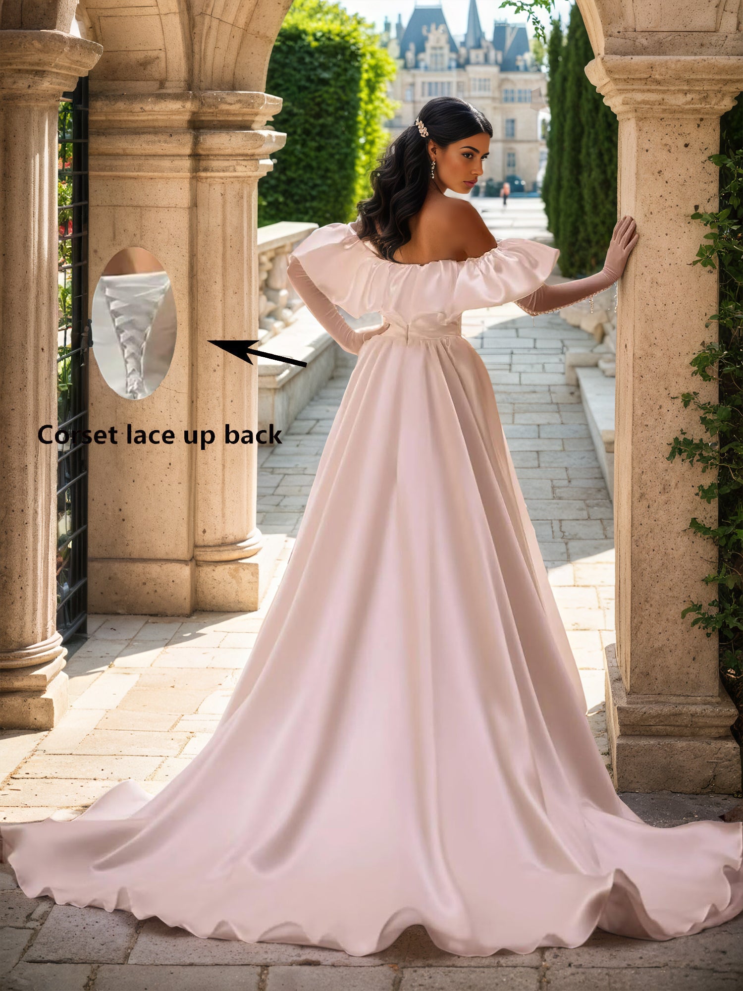 Ruffle Sleeves Wedding Dresses 2026 A Line Strapless Bridal Gown